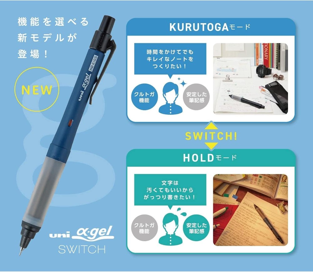 Mechanical Pencil 0.5mm Alpha Gel Switch Comfortable Writing Tool