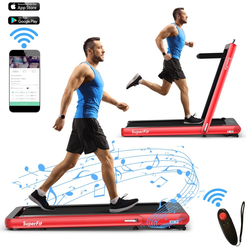 Costway 4.75HP 2 In 1 Folding Home Treadmill W/ Remote APP Control APP Control