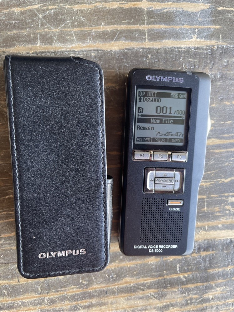Olympus DS-5000 Digital Voice Recorder With Leather Case -Tested