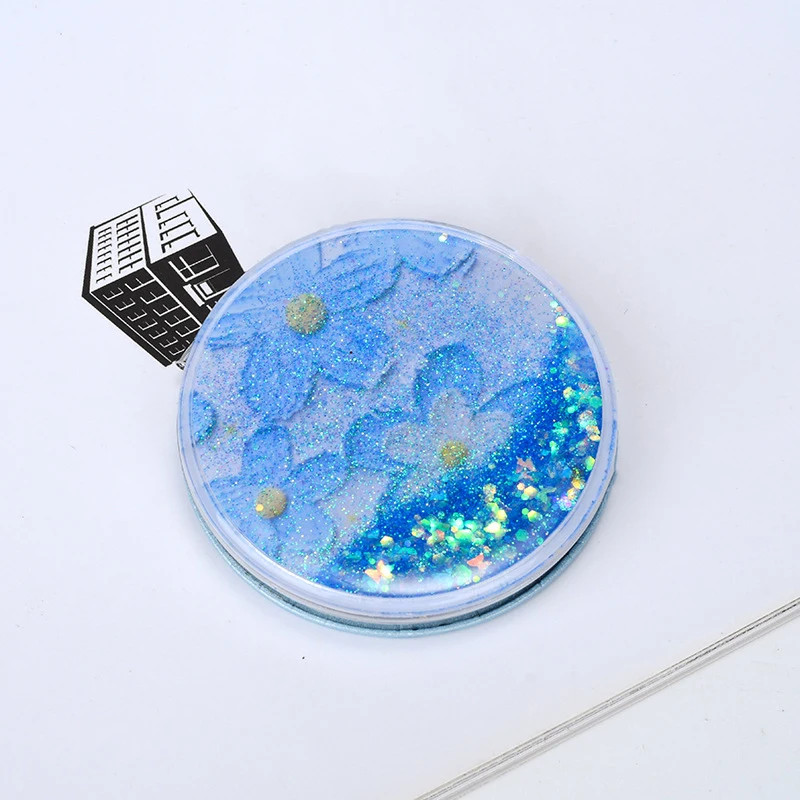Portable Double-Sided Folding Mirror with Sparkling Sand – Compact Makeup Mirror