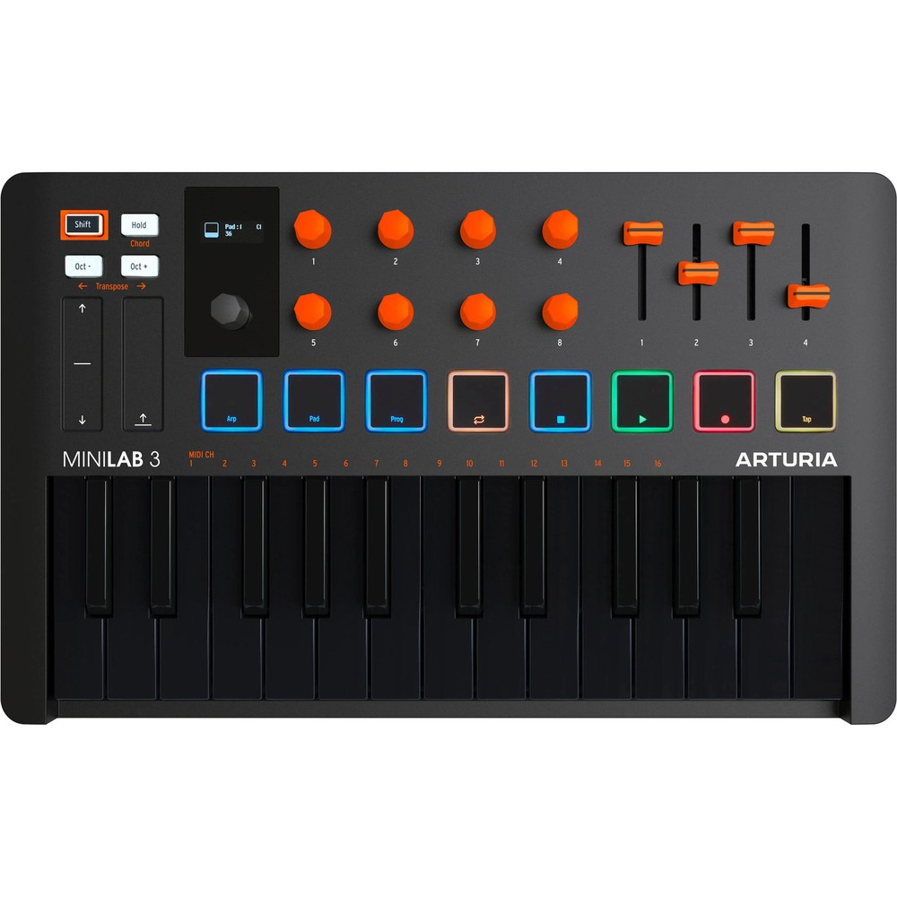 Arturia MiniLab 3 Orange Compact MIDI Keyboard and Pad Controller