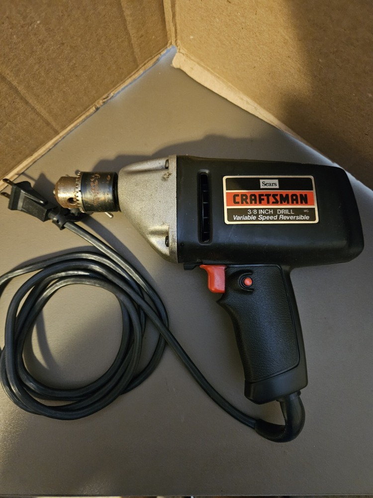VINTAGE CRAFTSMAN 3/8 VARIABLE SPEED REVERSIBLE DRILL 315.10490 Tested Working