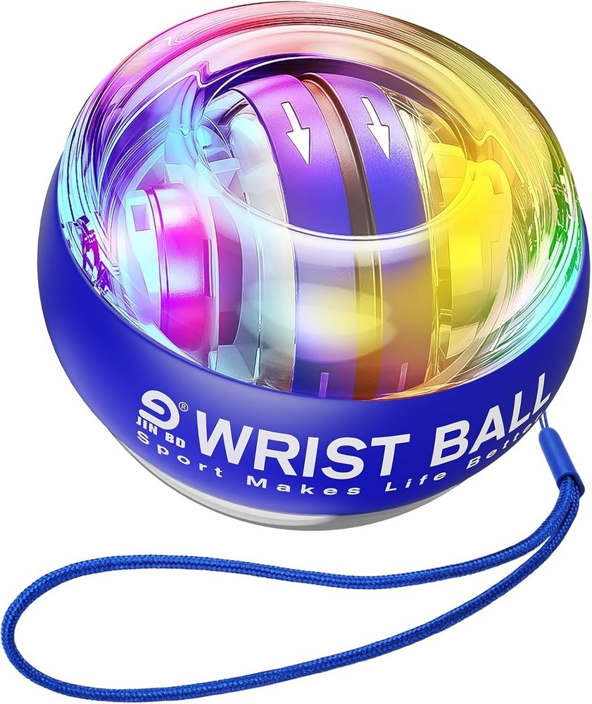 Auto-Start Gyroscopic Forearm Exerciser - LED Wrist Trainer Ball for Strength