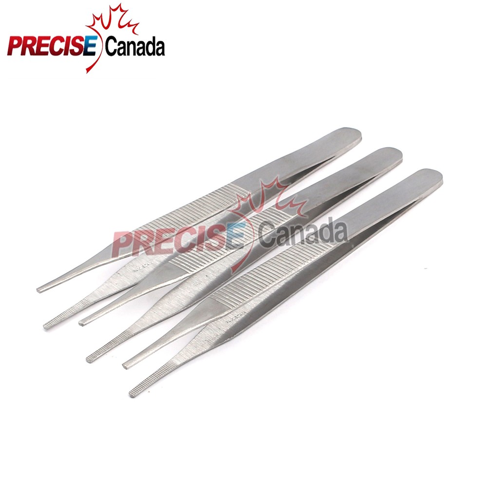 3 Adson Forceps Serrated Dressing Tweezers Surgical Veterinary 4.75"
