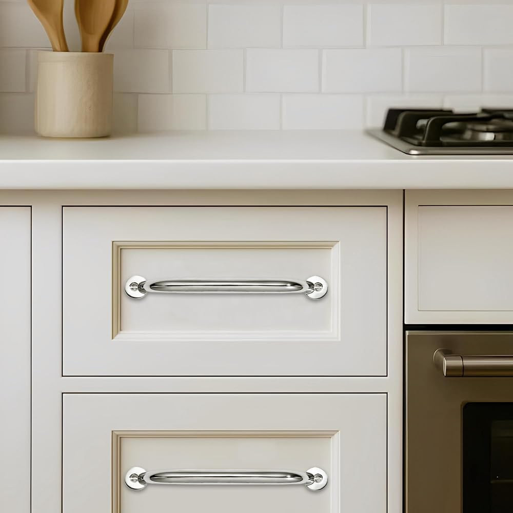 8" Polished Nickel Cabinet Pulls - 10 Pack Heavy Duty Drawer Handles