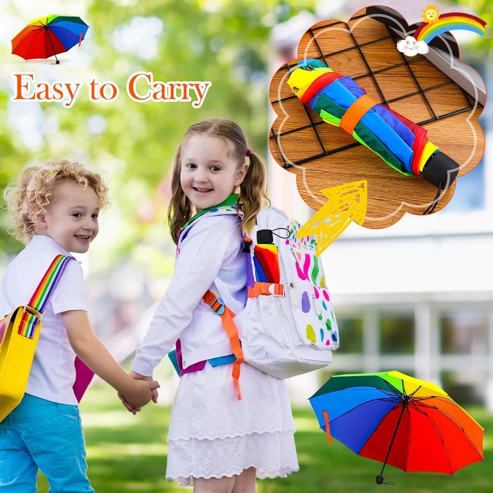 Cunno 12 Pc Rainbow Umbrella Portable Tri Folded Pride Classic