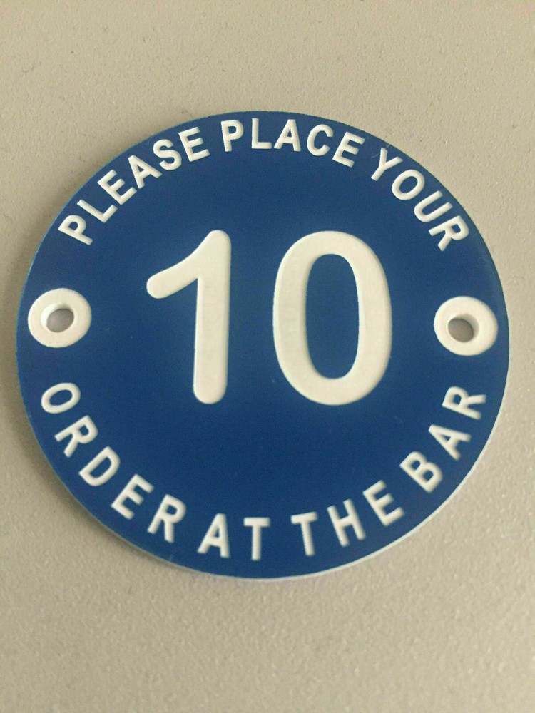 10 X Engraved, Please Place your order,Table Numbers, Hotels, Restaurants, Pubs,