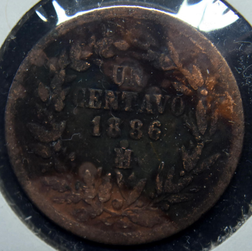 1886 Mexico One Centavo TONED Coin