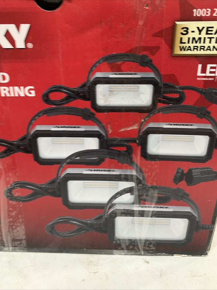 HUSKY 7500-Lumen LED String Light Energy-efficient Work Lights 50 ft. Cord