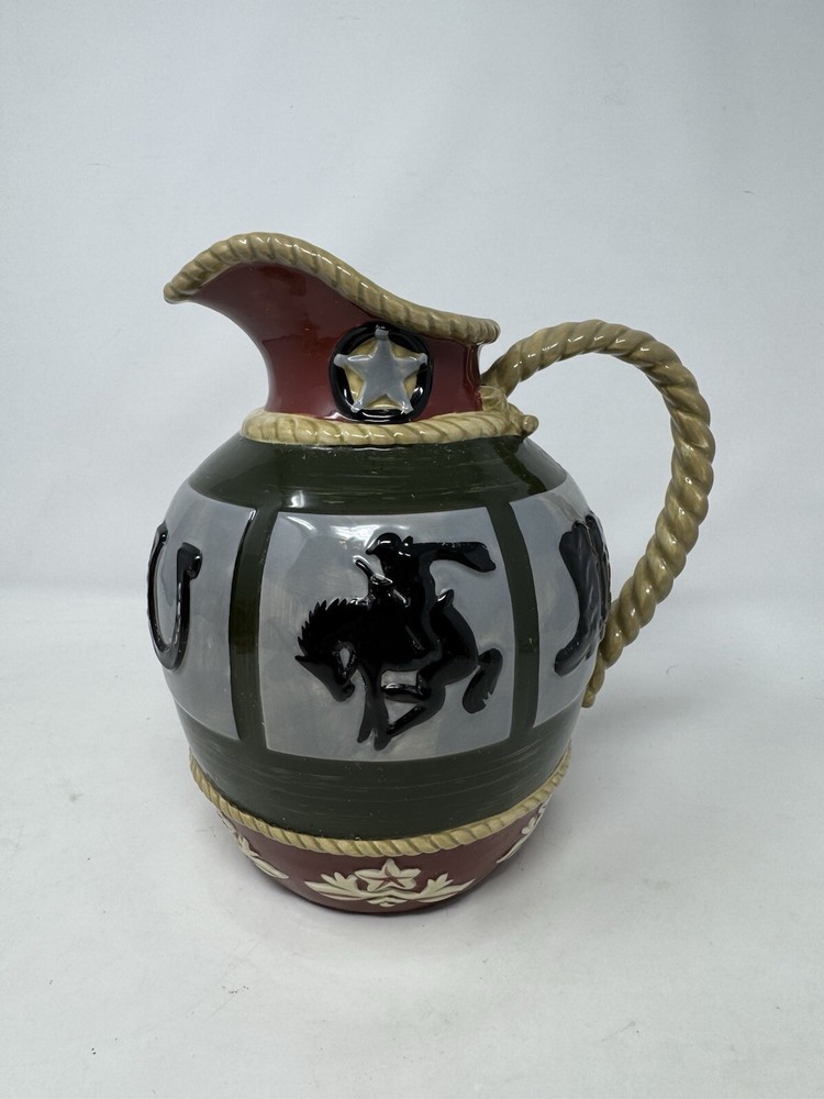SONOMA "HAPPY TRAILS" WESTERN THEME DESIGN 80 oz. CERAMIC PITCHER