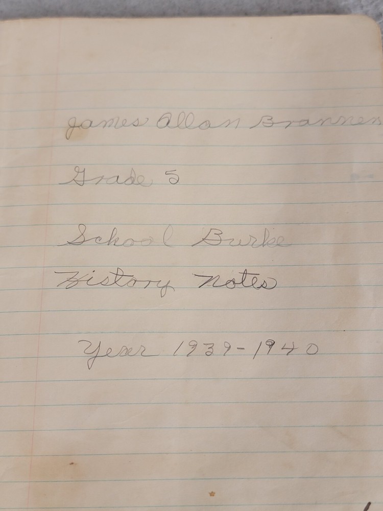 1939-1940 Kid's 5th Grade History Schoolwork Homework Composition Book