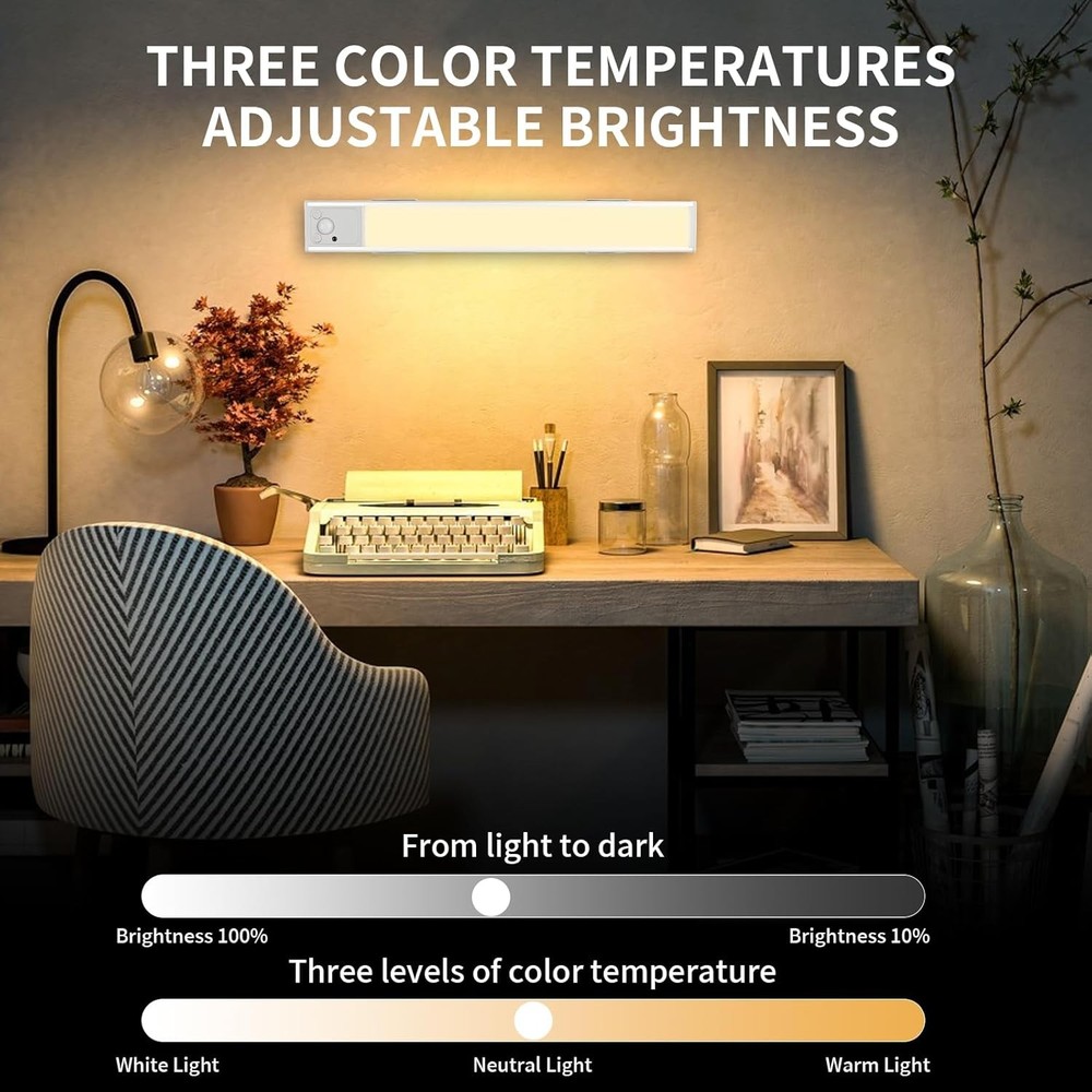 6 Pack 12" Under Cabinet Light Closet Motion Sensor 3-Color Dimmable 84 LED