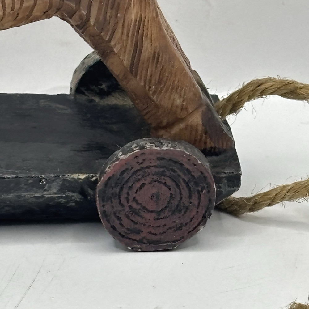 VTG Miniature Horse Pull Toy Primitive Rustic Decor 5”