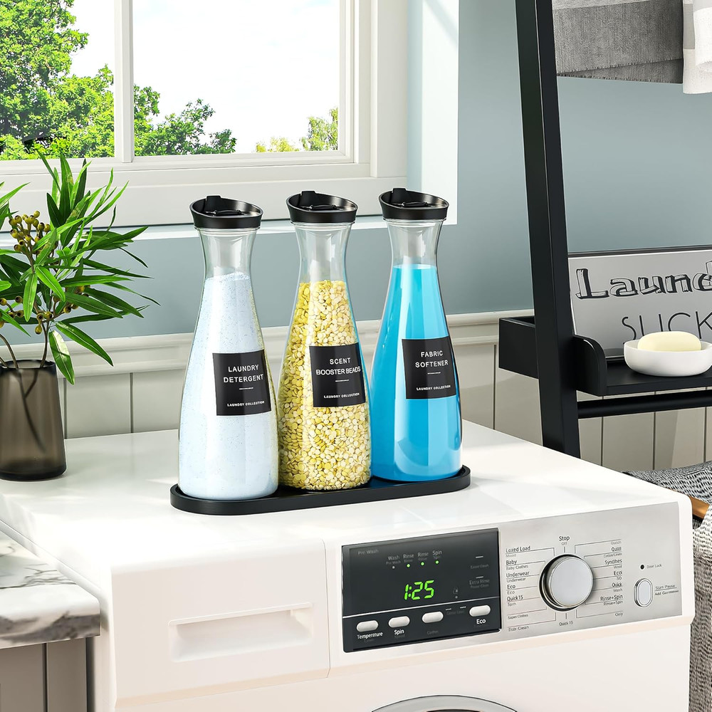 3 Pack Laundry Detergent Dispenser Container with Tray, 54OZ Liquid Laundry Soap