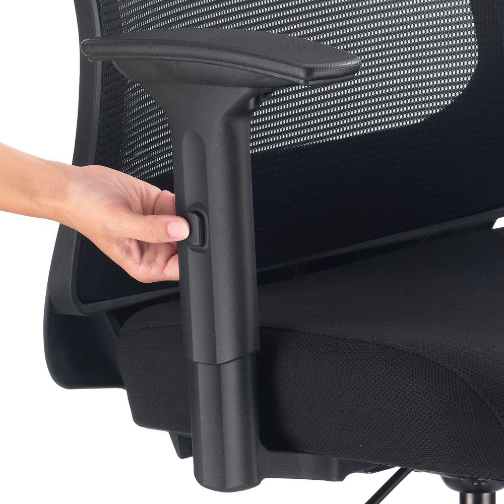 Mesh Back Task Stool Black Adjustable Arms High Back