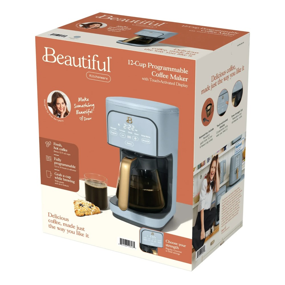 Beautiful 12-Cup Programmable Coffee Maker, Cornflower Blue by Drew Barrymore
