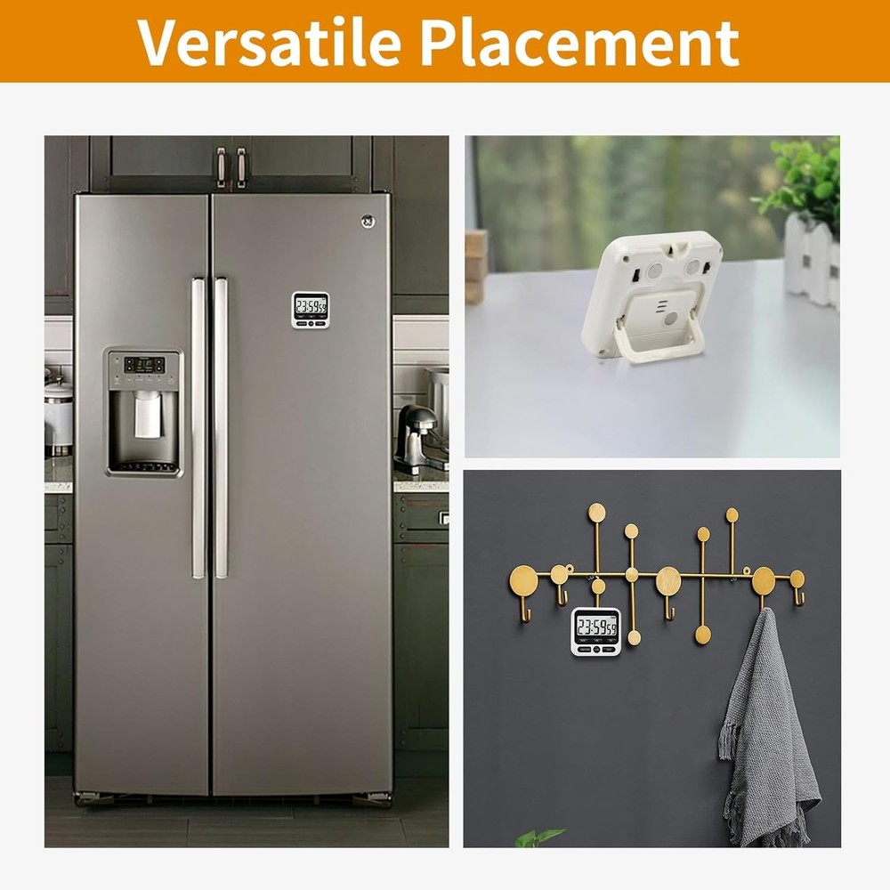 Digital Kitchen Timer 24 Hour Clock and Alarm Function with Silent or Alarm Manu