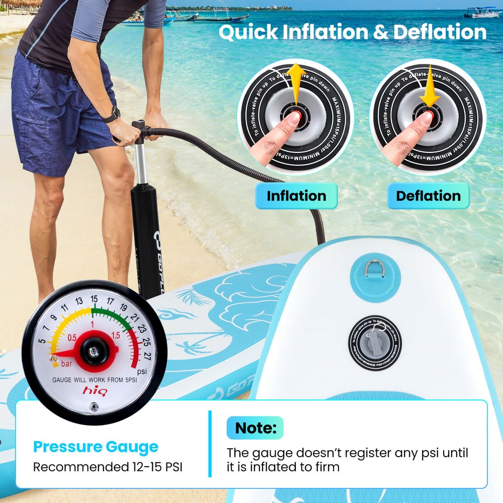 Inflatable Stand Up Paddle Board W/ Premium SUP Accessories Including Paddle