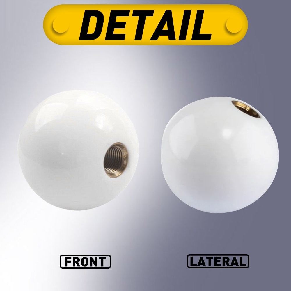 Round Ball Gear Shift Knob Gear Shift Knob Head with 3 Adapter Universal White