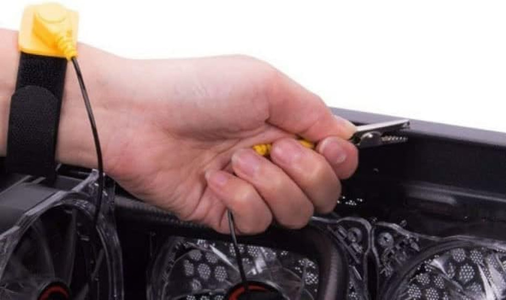 Anti-Static Adjustable Grounding Wrist Strap Components Black, Yellow