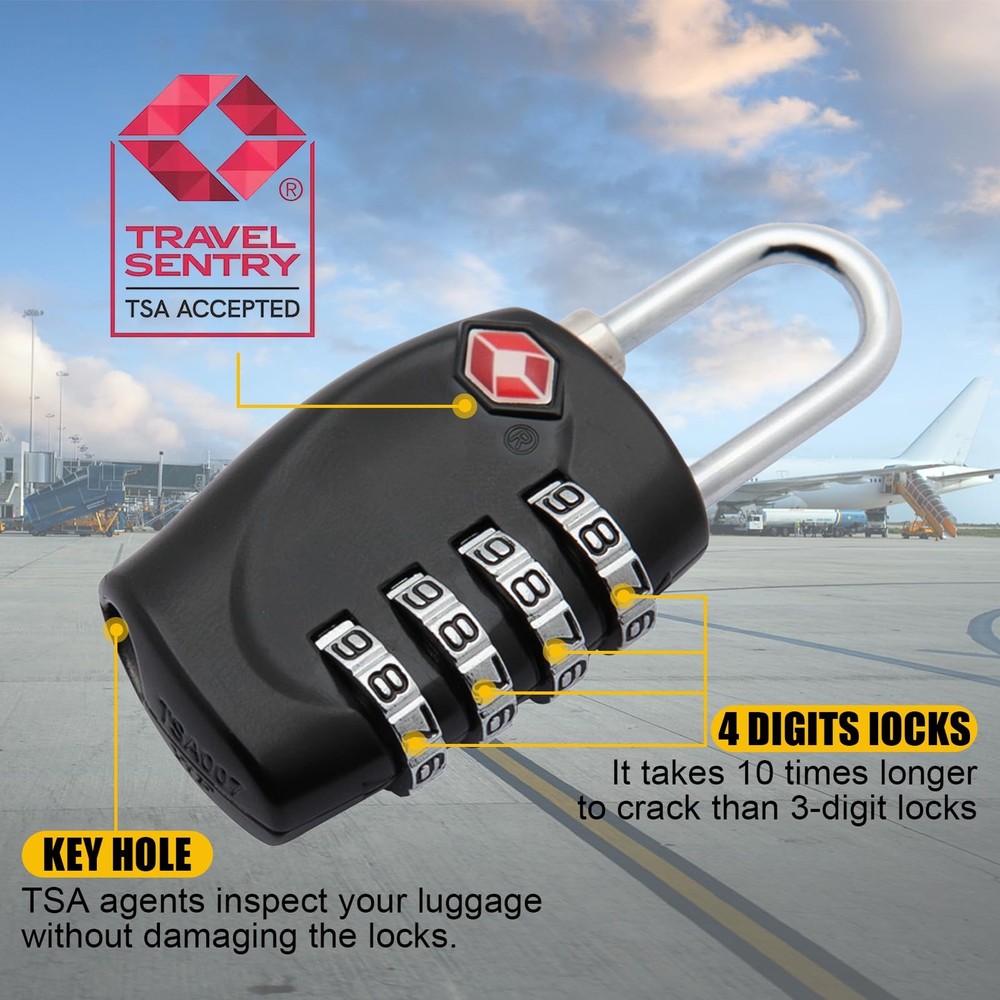 2 Pack TSA Approved Gun Case Locks - 4 Digit Travel Locks, Small Combo Padloc