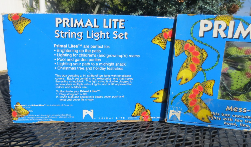 Vintage Mess-O-Trout String Lights Fish Decor 14' Each Primal Lite 2 Boxes Works