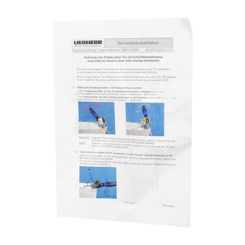 Liebherr 7083415 Appliance Instruction Door Replacement L