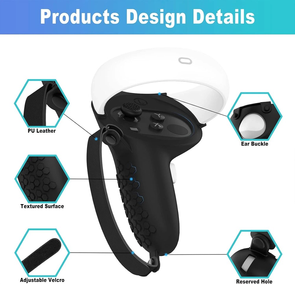 Oculus Quest 2 Controllers Grip Cover Set with Strap Also fits Pimax Controllers