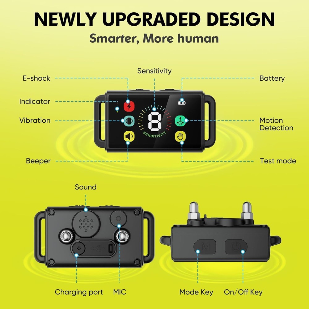 Dog Bark Collar, IP67 Waterproof Anti Barking Training Collar with 8 Adjustable