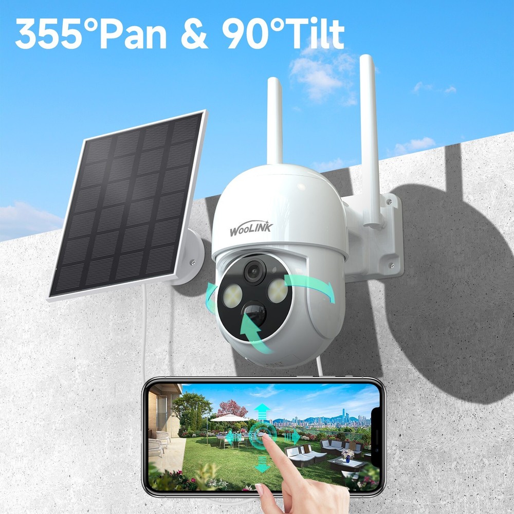 4MP Wireless Solar Battery Camera Pan/Tilt Rotate WiFi Security Camera System 4P