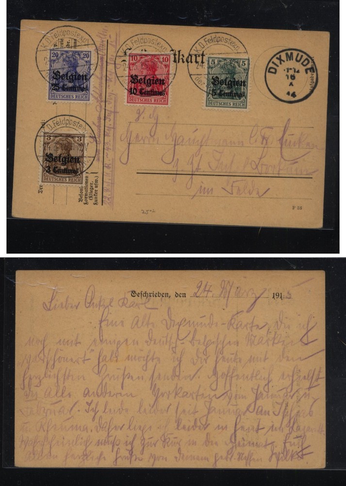 Belgium   German  occupation post  card  nice franking       MS1103