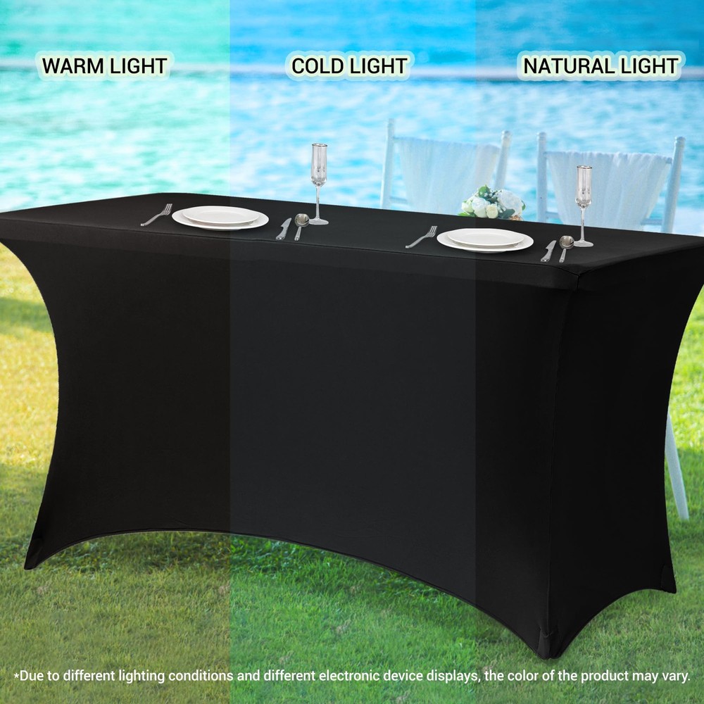 6ft Stretch Spandex Table Cover - 2 Pack Universal Rectangular Fitted Tablecl...