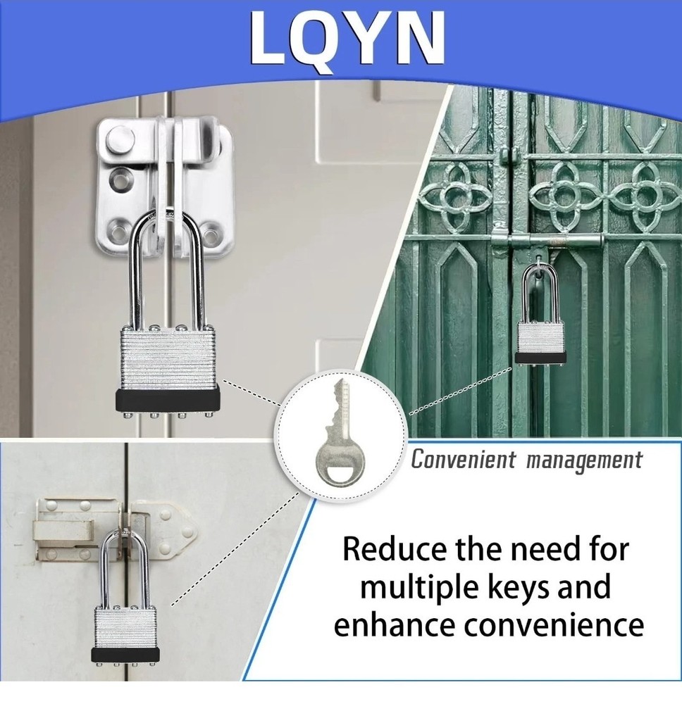 Padlocks with Same Key, LQYN 6 Pcs Laminated Keyed Padlock (1-9/16", 40mm)