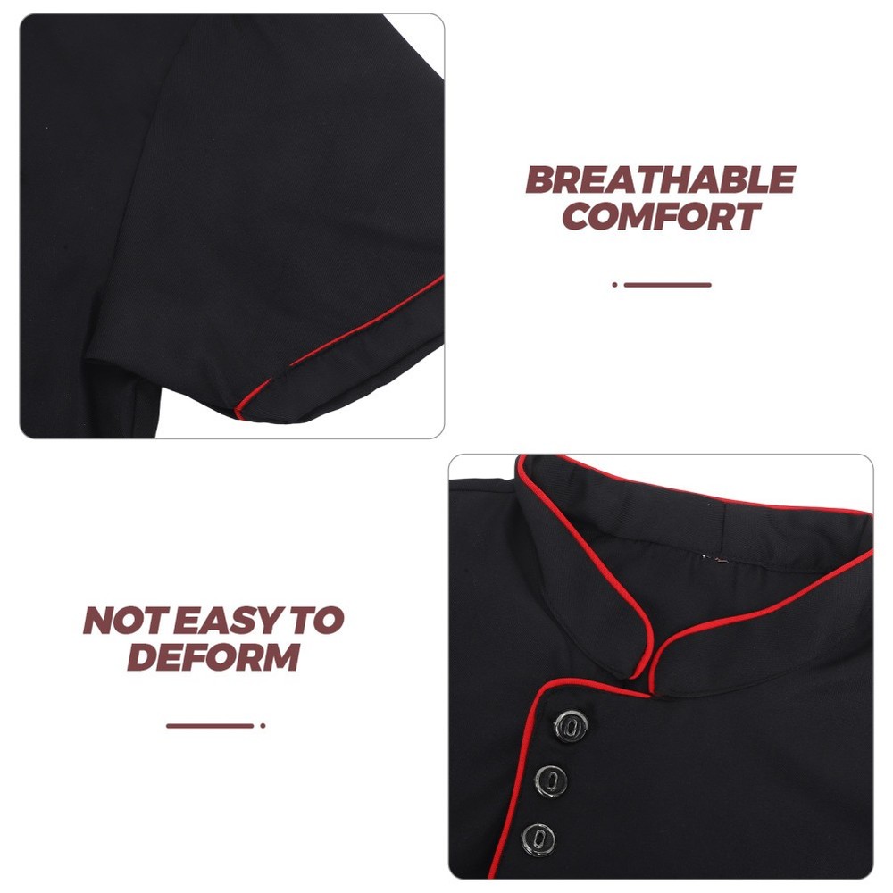 Chef Code Coats Jacket Short Sleeve Men Black Shirt Restaurant Undershirt