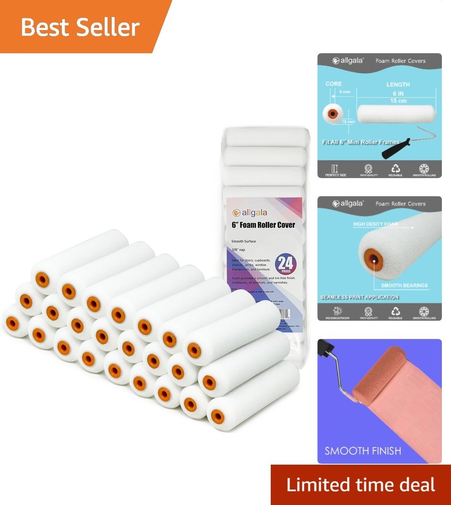 High-Density Foam Paint Rollers - 24 Pack of 6