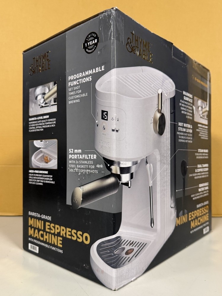 Thyme & Table Mini Espresso Machine Barista Grade Sand White-Missing Water Tank