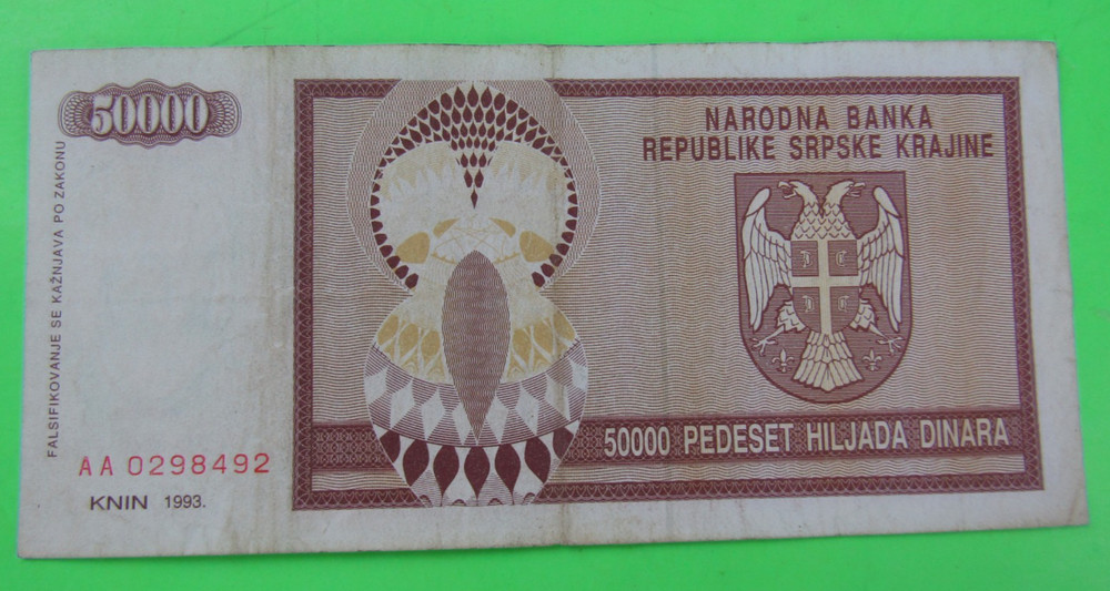 CROATIA , 50000 DINARA, 1993