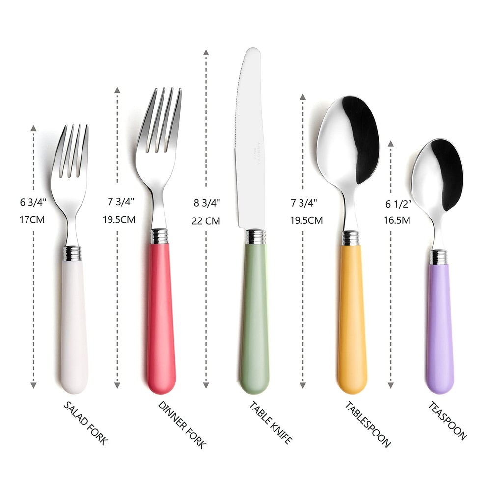 20 PCS Mix Solid Silverware Set Stainless Steel Cutlery Color Handle Flatware