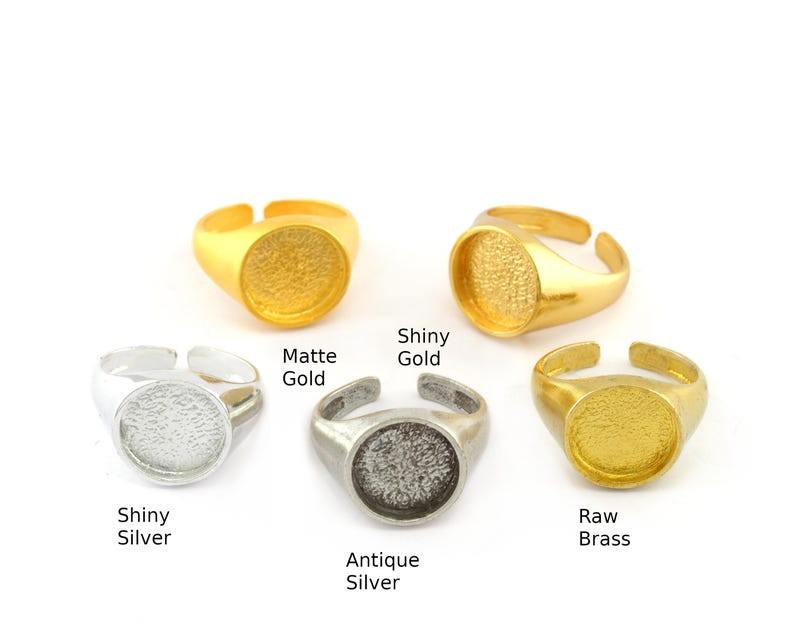 Signet Ring Adjustable ring size 6US - 9US Gold Silver or Raw Models with  3951