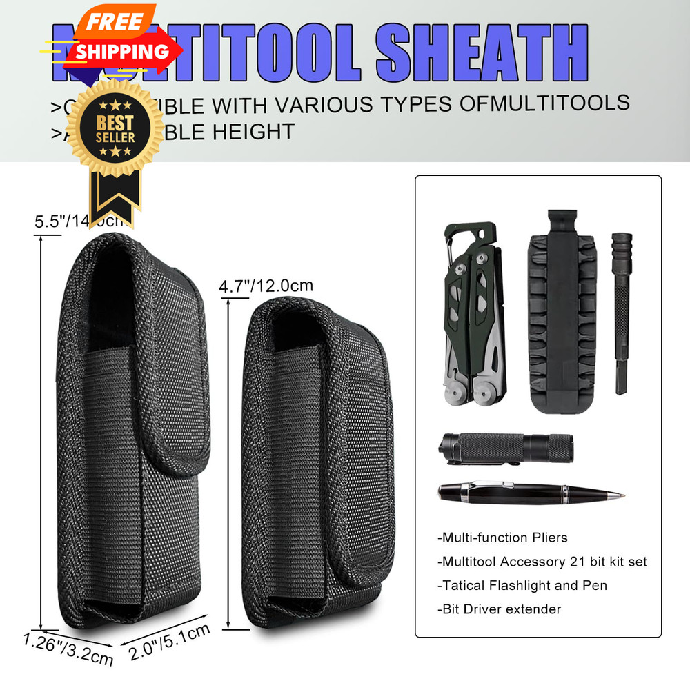 Multitool Sheath, EDC Belt Pouch Organizer for Men,Tool Sheath 1Pack Black