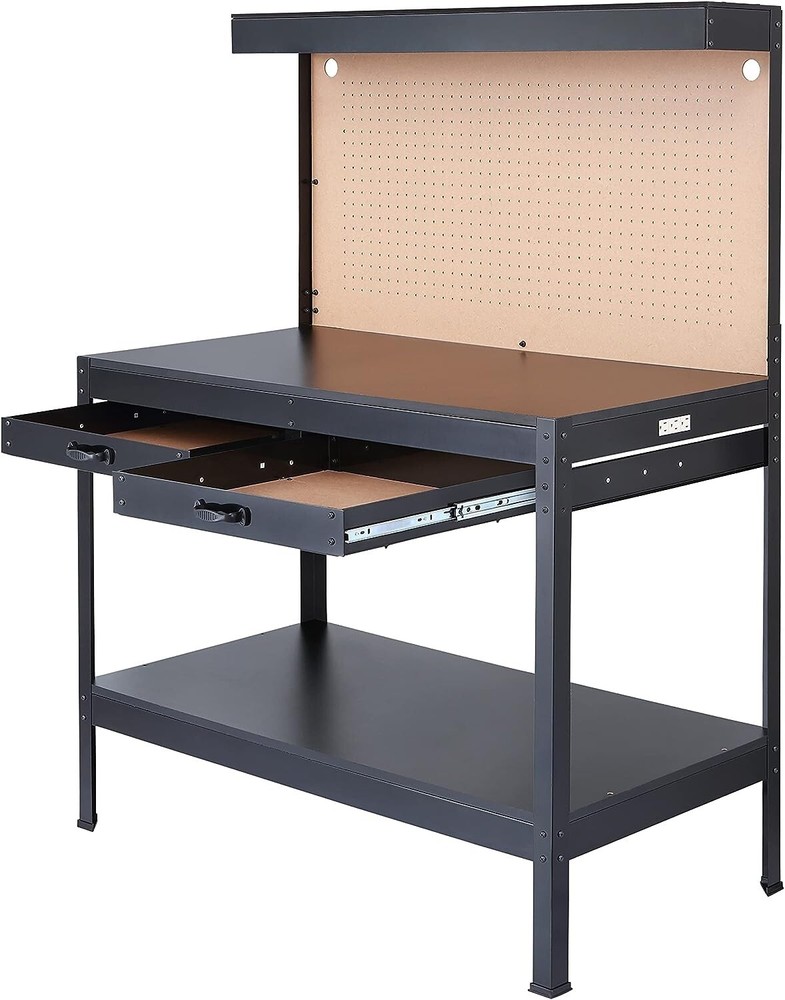 Multipurpose Workbench with Power Outlets & Light - Durable Steel Construction