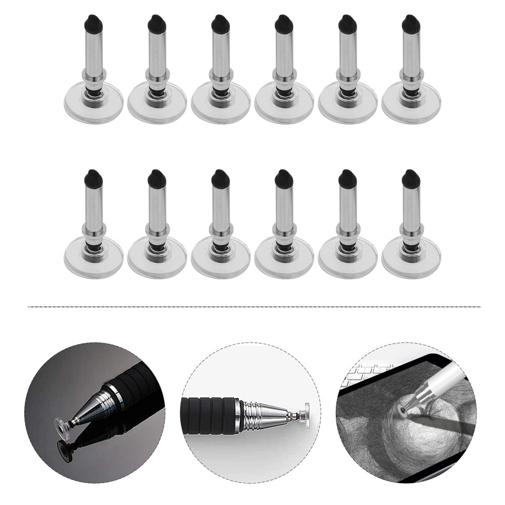 12Pcs Replacement Disc Tips Stylus Travel Universal Pen Refill Round Shape