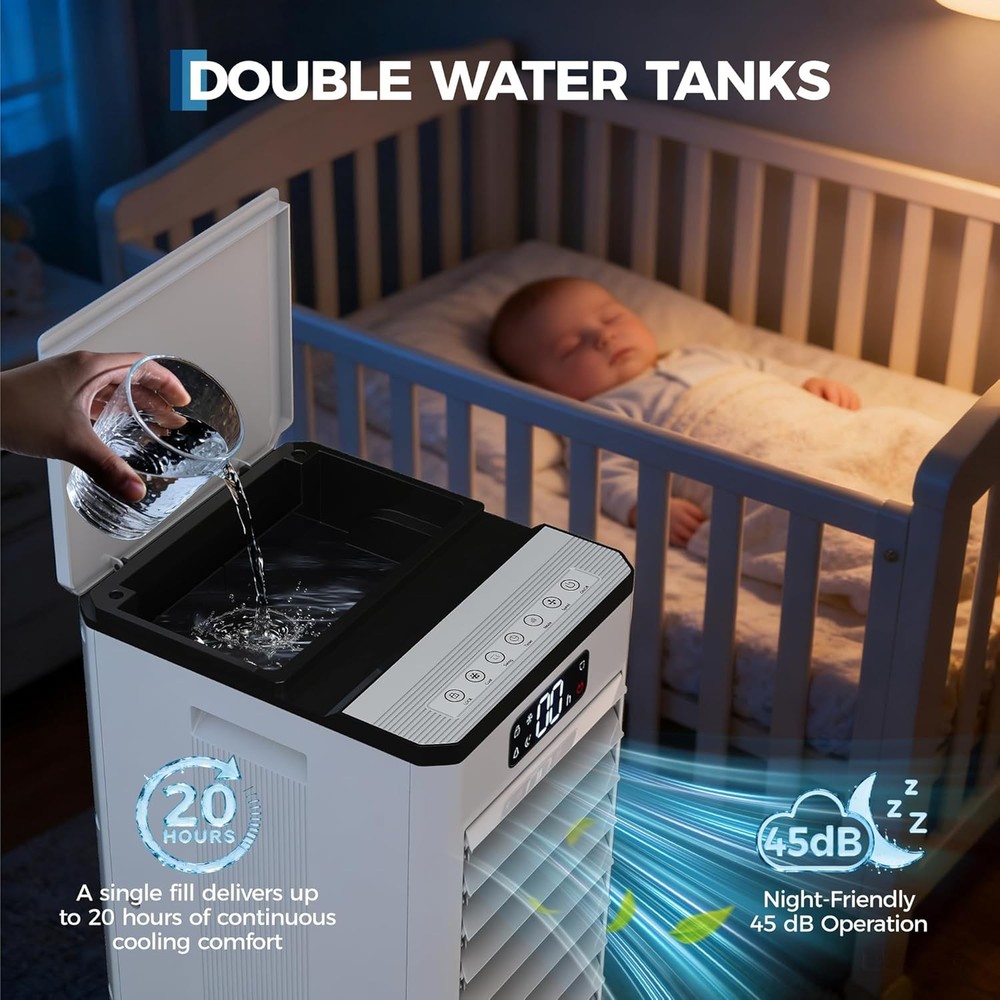 Portable air conditioners, 1.84Gal Touch Screen Swamp Cooler with Remote Control