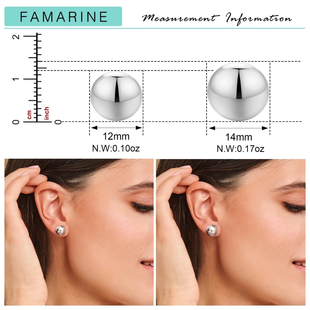 Silver Dot Earrings - 12 MM Flat Round Minimalist Stud Earrings