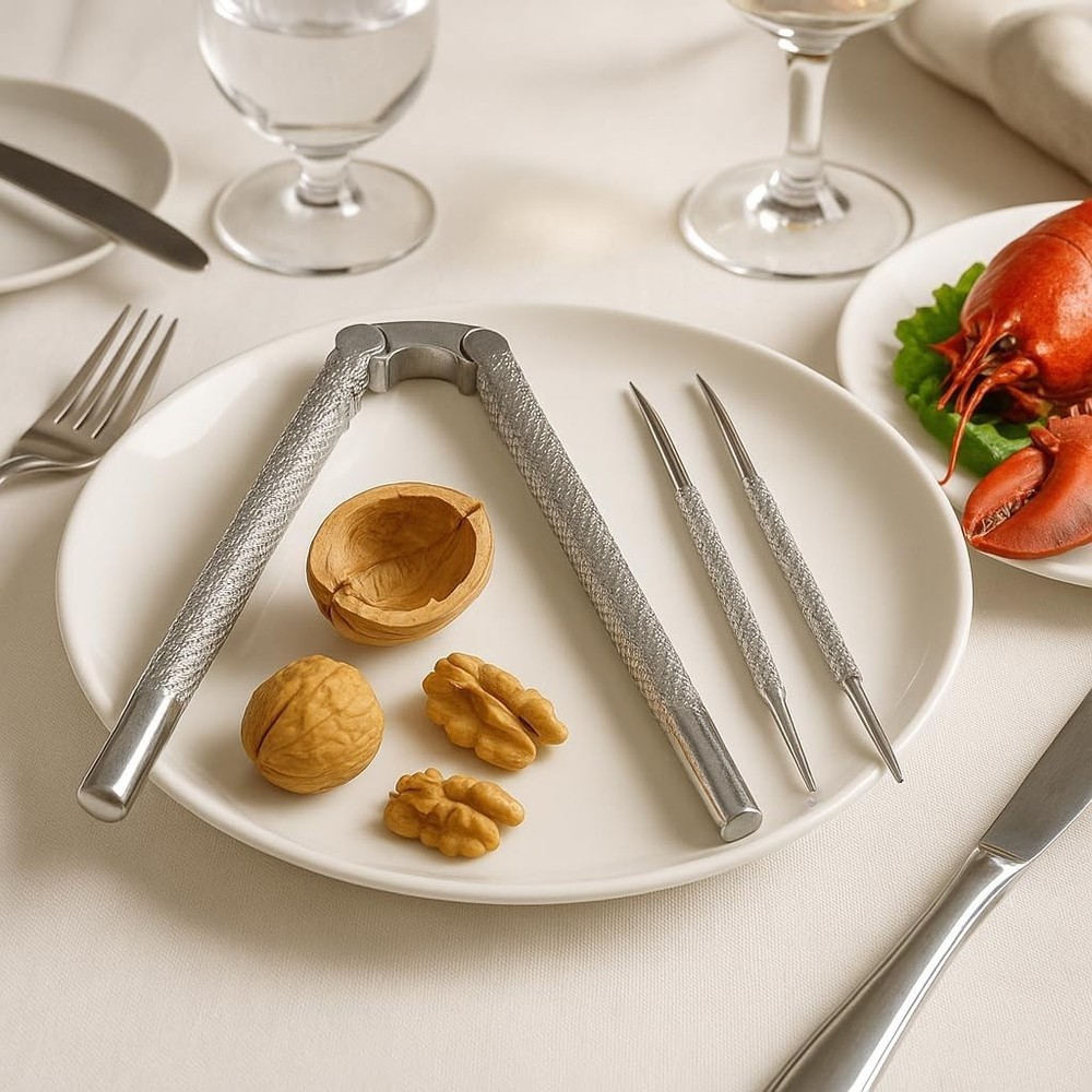 Versatile Nut Cracker and Seafood Tool Set with Picks - Elegant & Durable