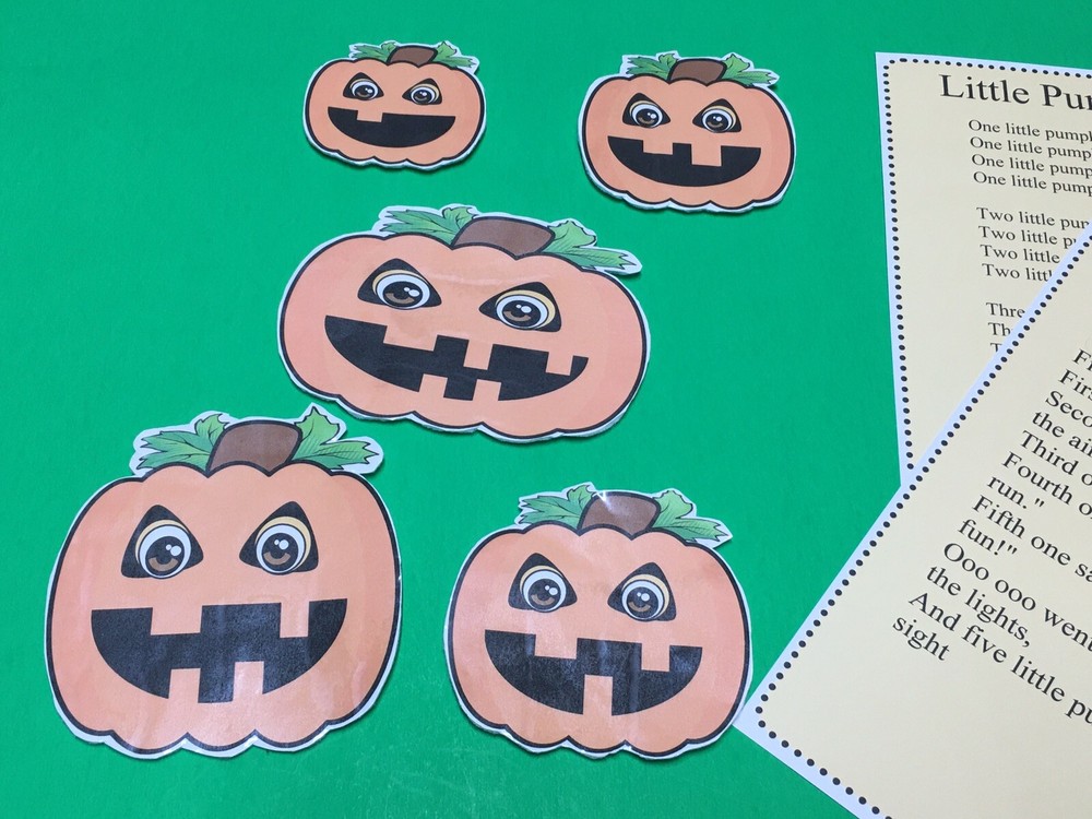 Five Little Pumpkins Flannel Board Set - Laminated Activity Set - Teaching