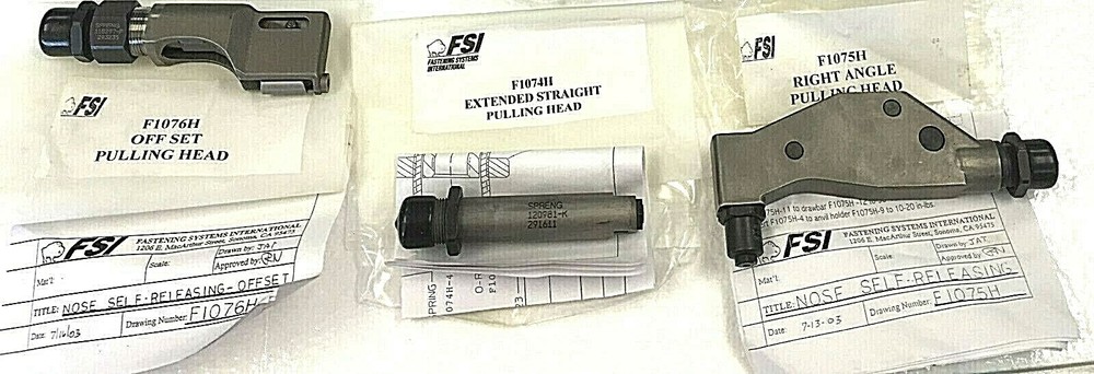 NEW FSI Huck Cherrymax Rivet Pulling Head Set Straight Offset Right Angle