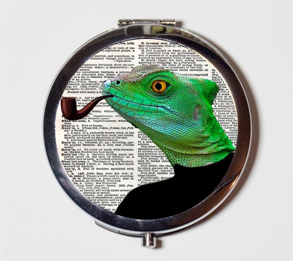 Lizard Man Anthropomorphic Compact Mirror Make Up Pocket Mirror Cosmetics