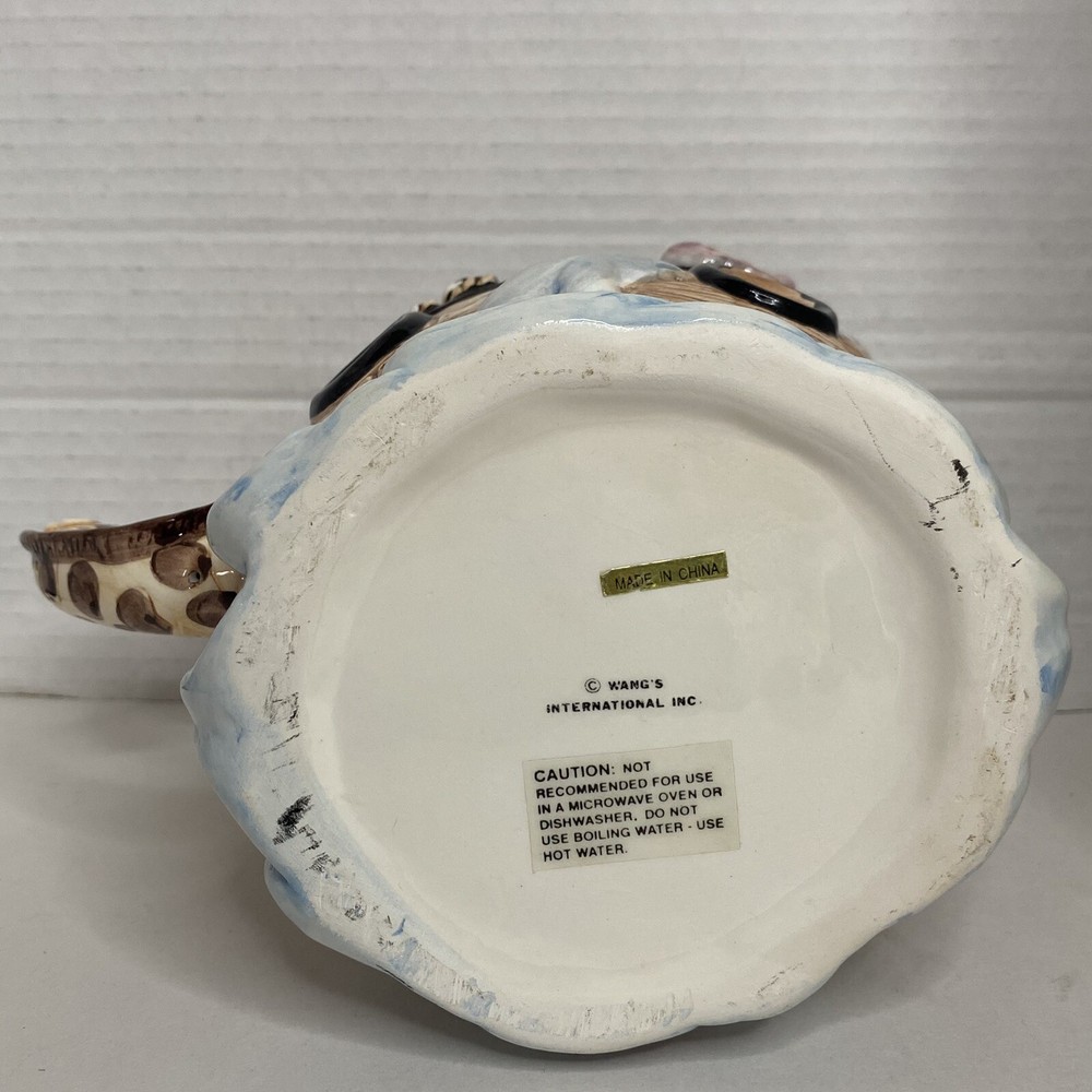 Noah’s Arc Ceramic Glossy Planter With Giraffe Handle 6.5” RARE