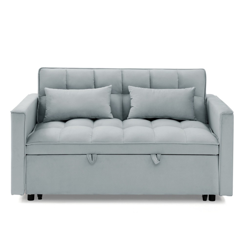 Convertible Loveseat Sleeper Sofa with Pull Out Bed & 2 Pillows for Small Space